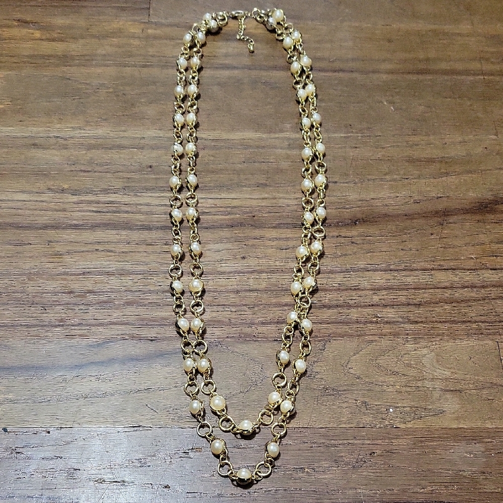 🔵3/$13 Double Pearl And Gold Necklace